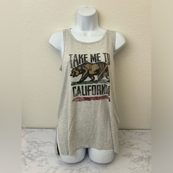 Freeze Tops - Freeze Tank Top Women Take Me To California Bear Sz M Gray Pullover